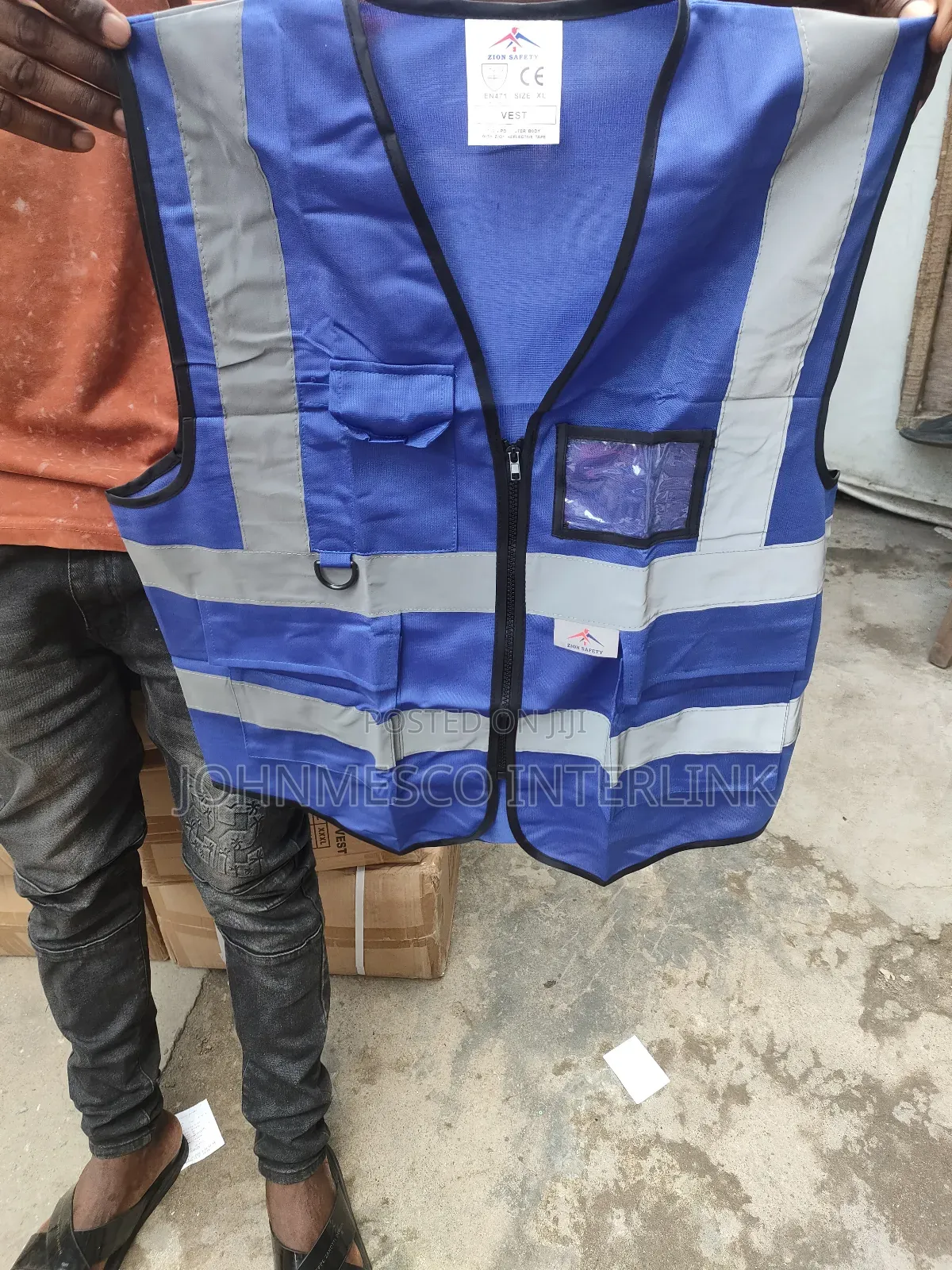 Blue Reflective Vest With Pockets