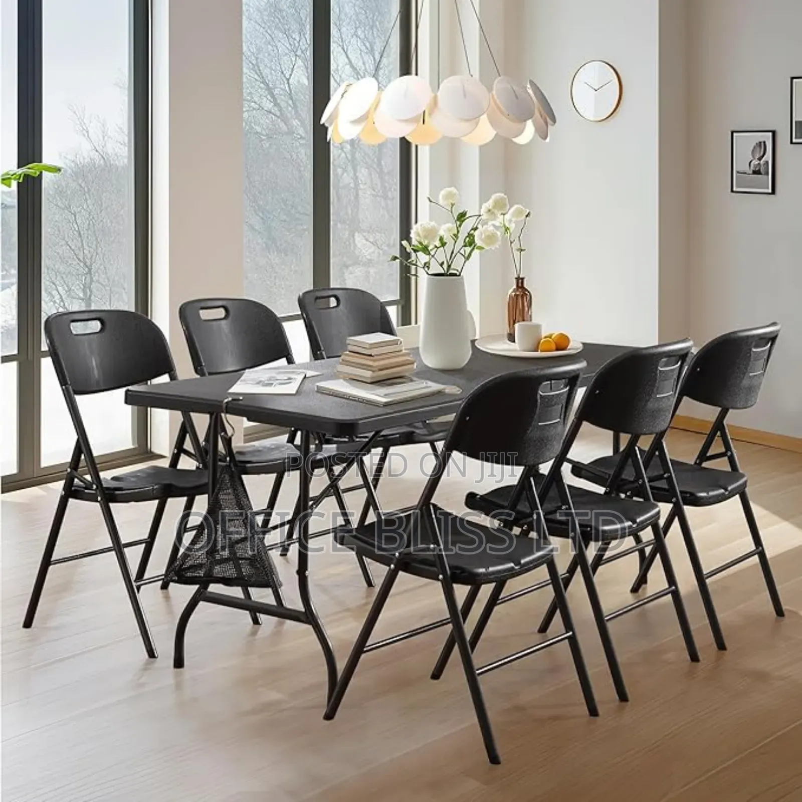 Outdoor Foldable Plastic Table + 6 Folding Chairs