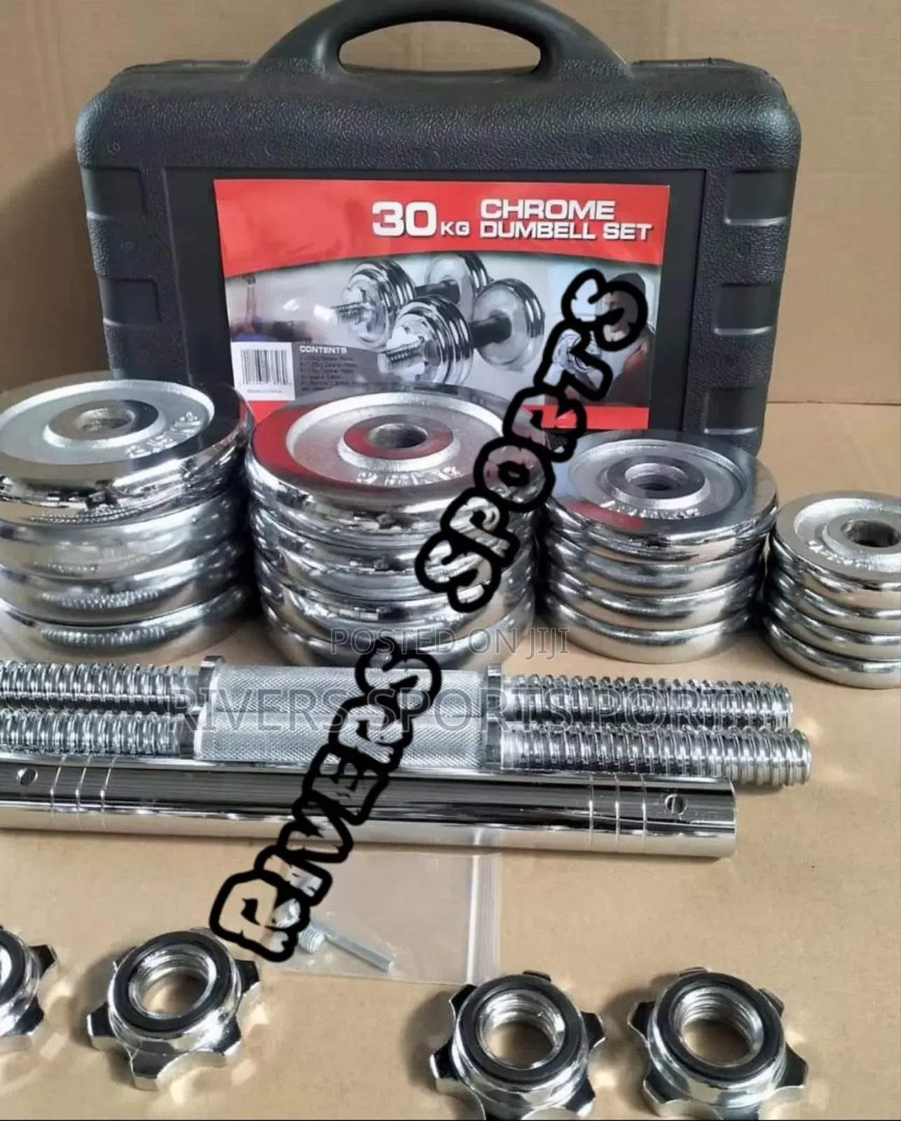 2in1 30kg Adjustable Chrom Dumbbell With Extension Bar/Connector Box