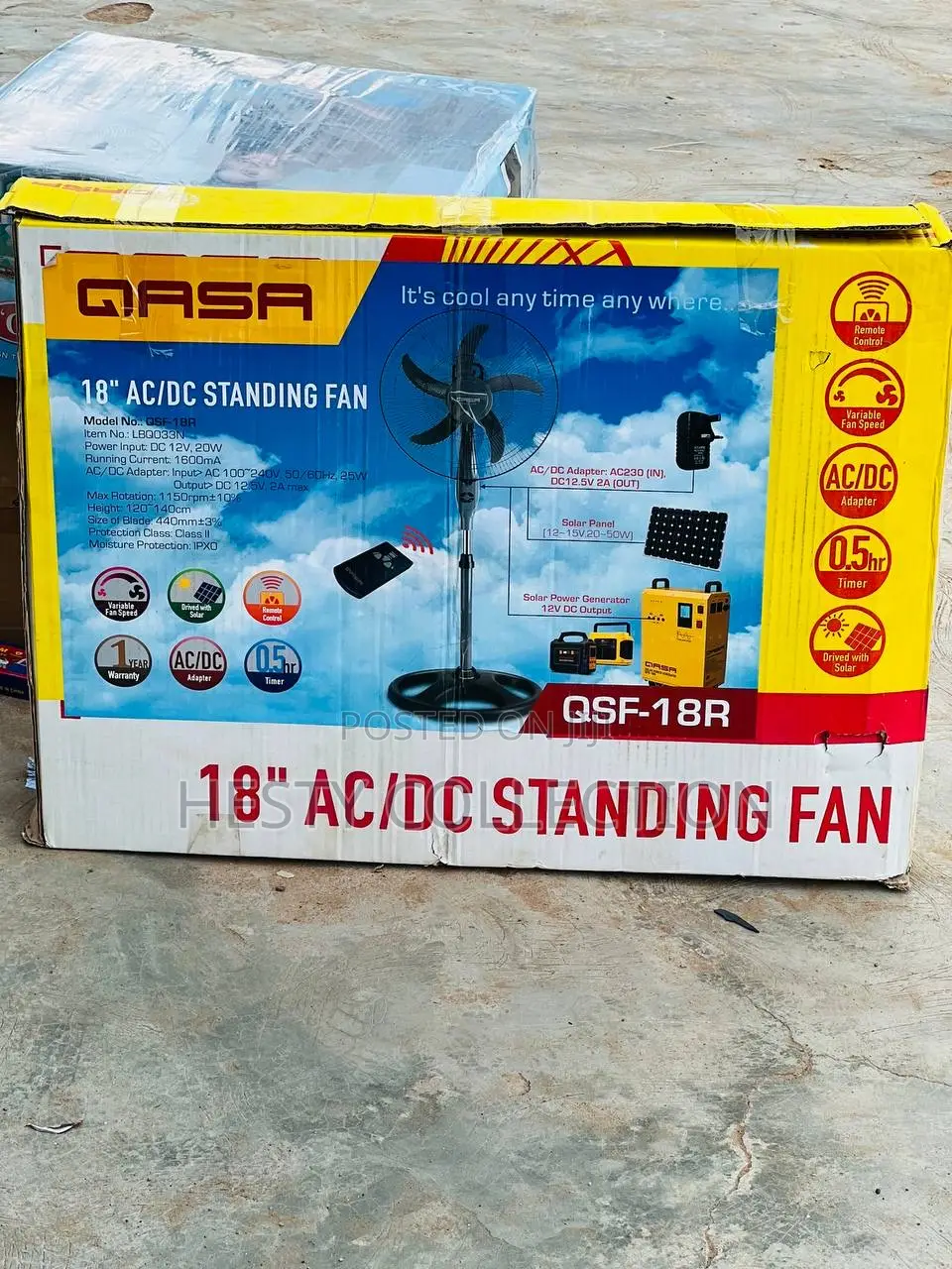 Qasa Dc Standing Fan 18 Inches