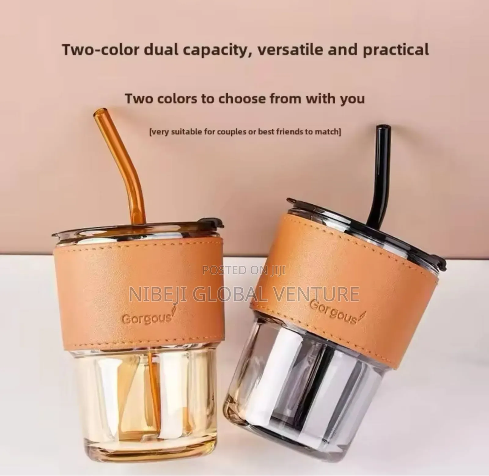 High Aesthetic Value Bamboo Glass Water Cup Lid Straw