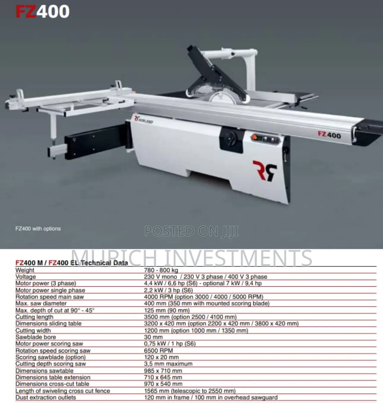 Industrial Heavy Duty Robland Fz400 Sliding Table Panel Saw