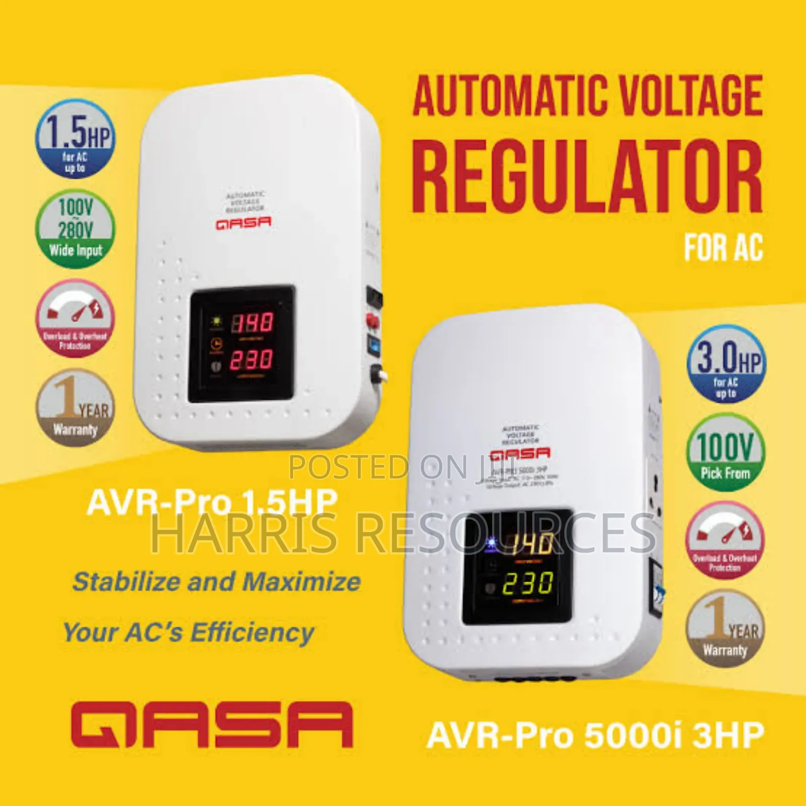 Qasa Wall Mount Automatic Voltage Stabilizer 1.5hp