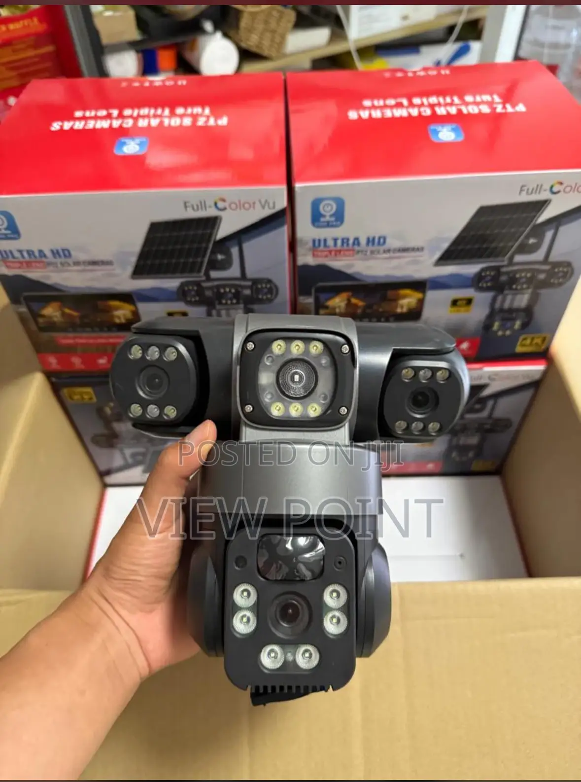 Real Triple Lens/Screen Solar Cctv Camera 4k