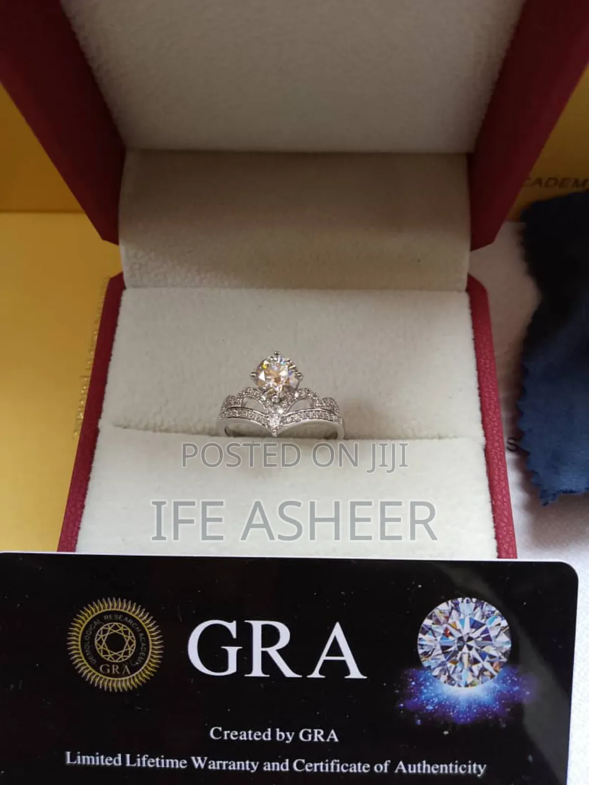 Tiara Mossanite Diamond Stone Proposal Ring 001 - Silver