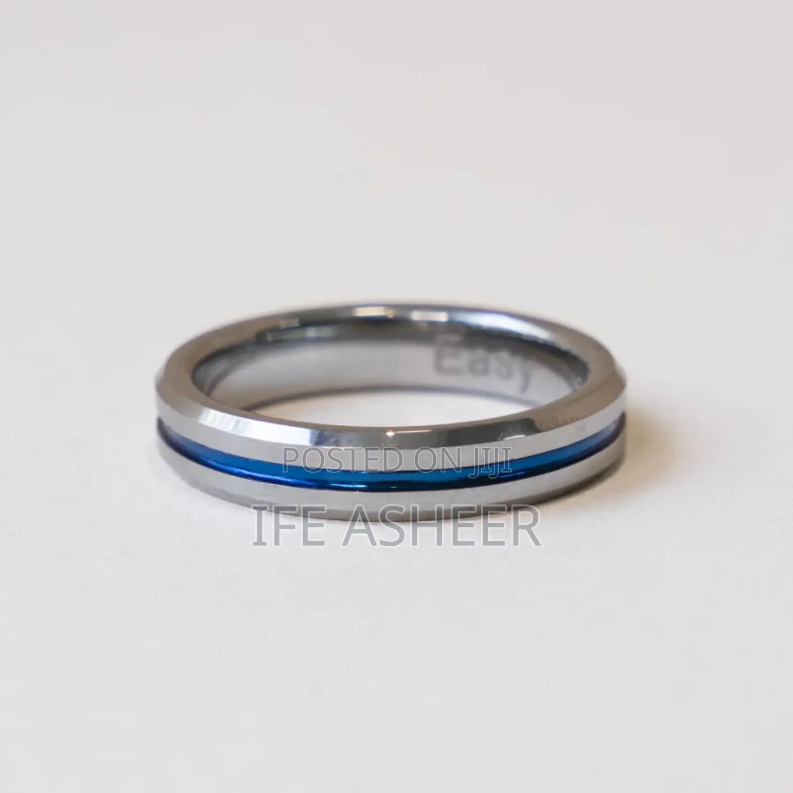 Silver Blue Male Wedding Band