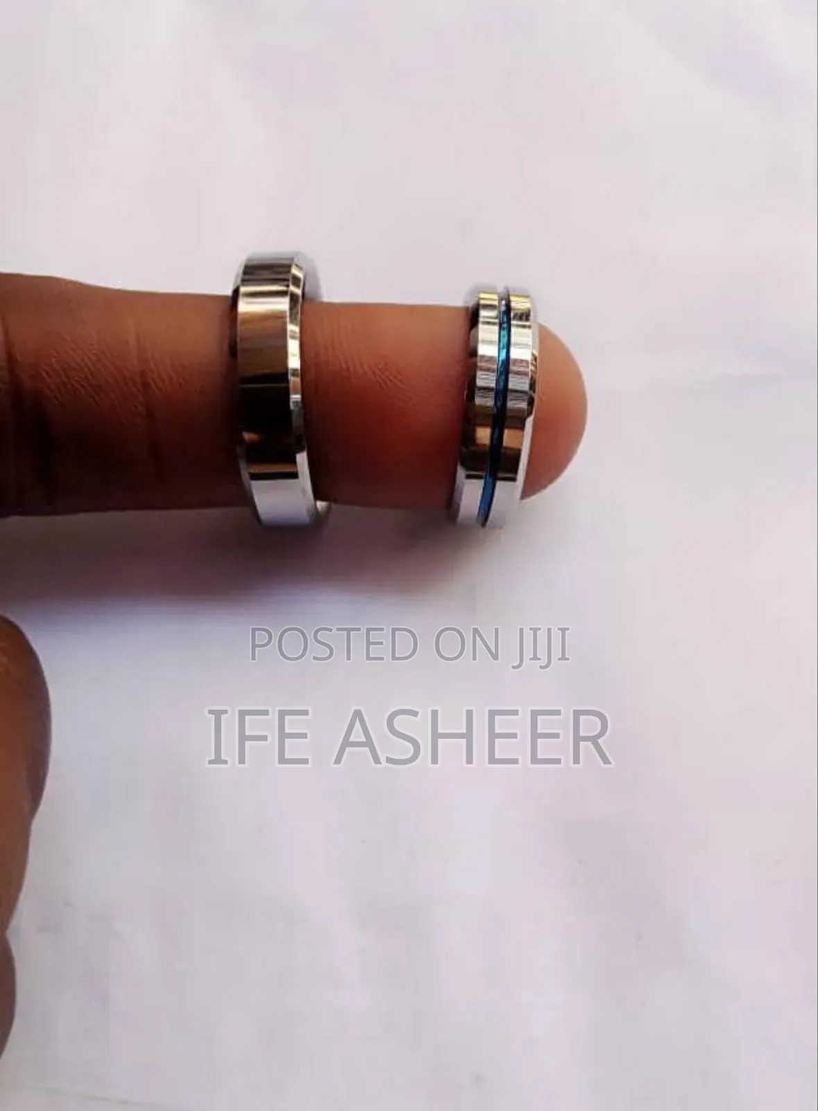 Silver Blue Male Wedding Band