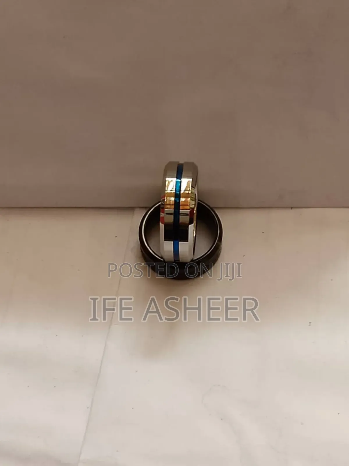 Silver Blue Male Wedding Band