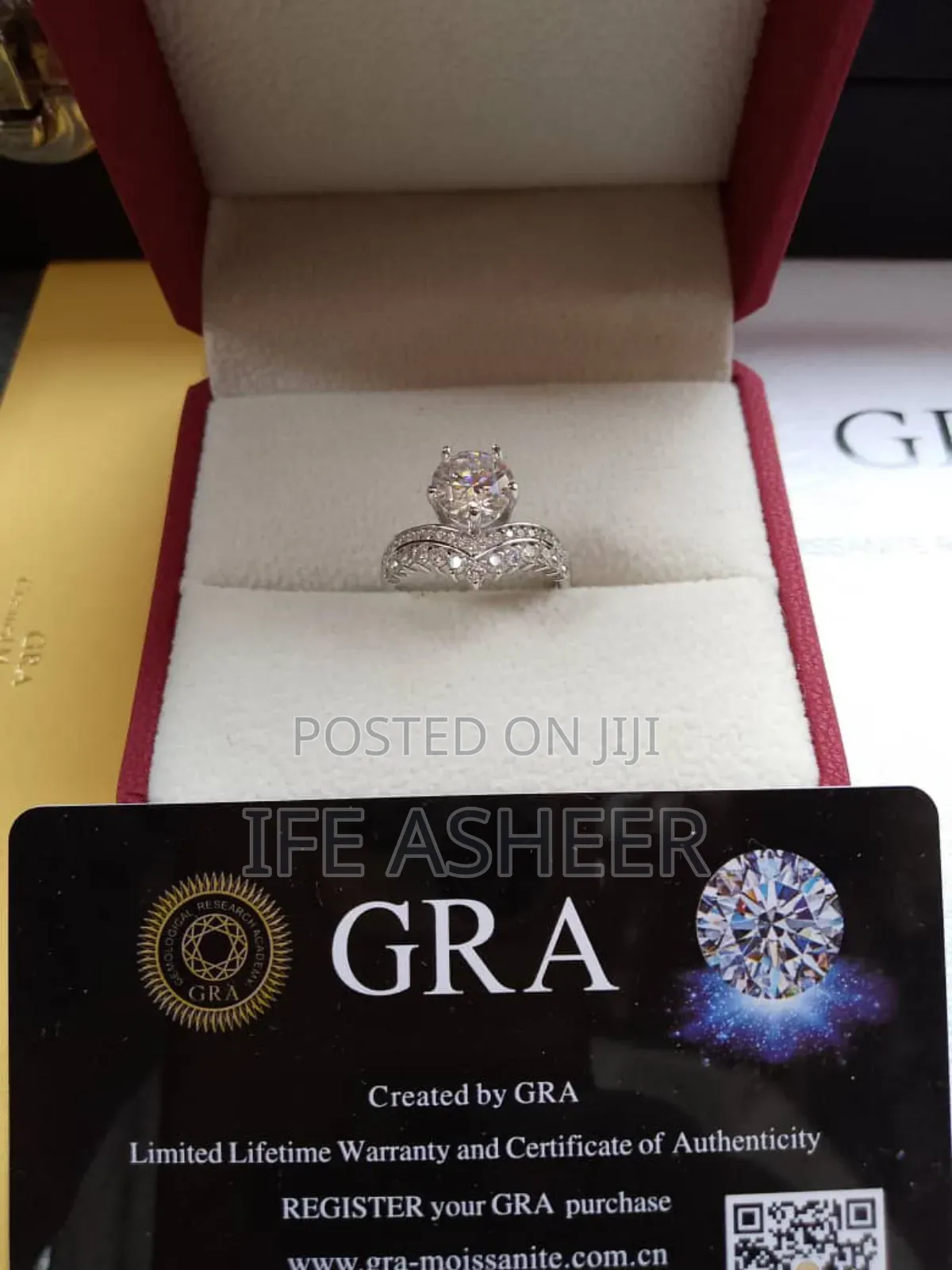 Crown Mossanite Diamond Stone Proposal Silver Ring
