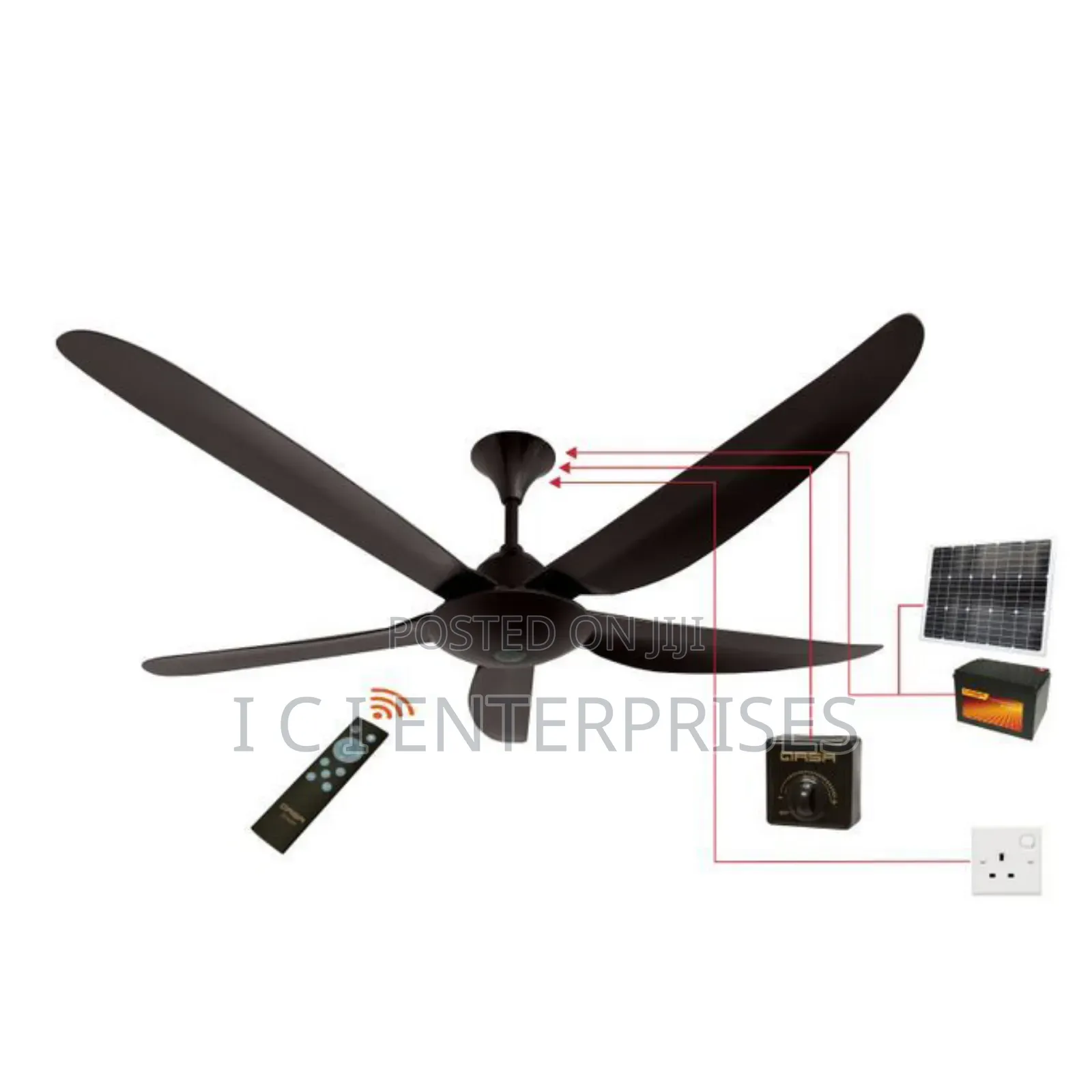 Qasa 56′′ Acdc Solar Ceiling QCF-56 With Remote Control