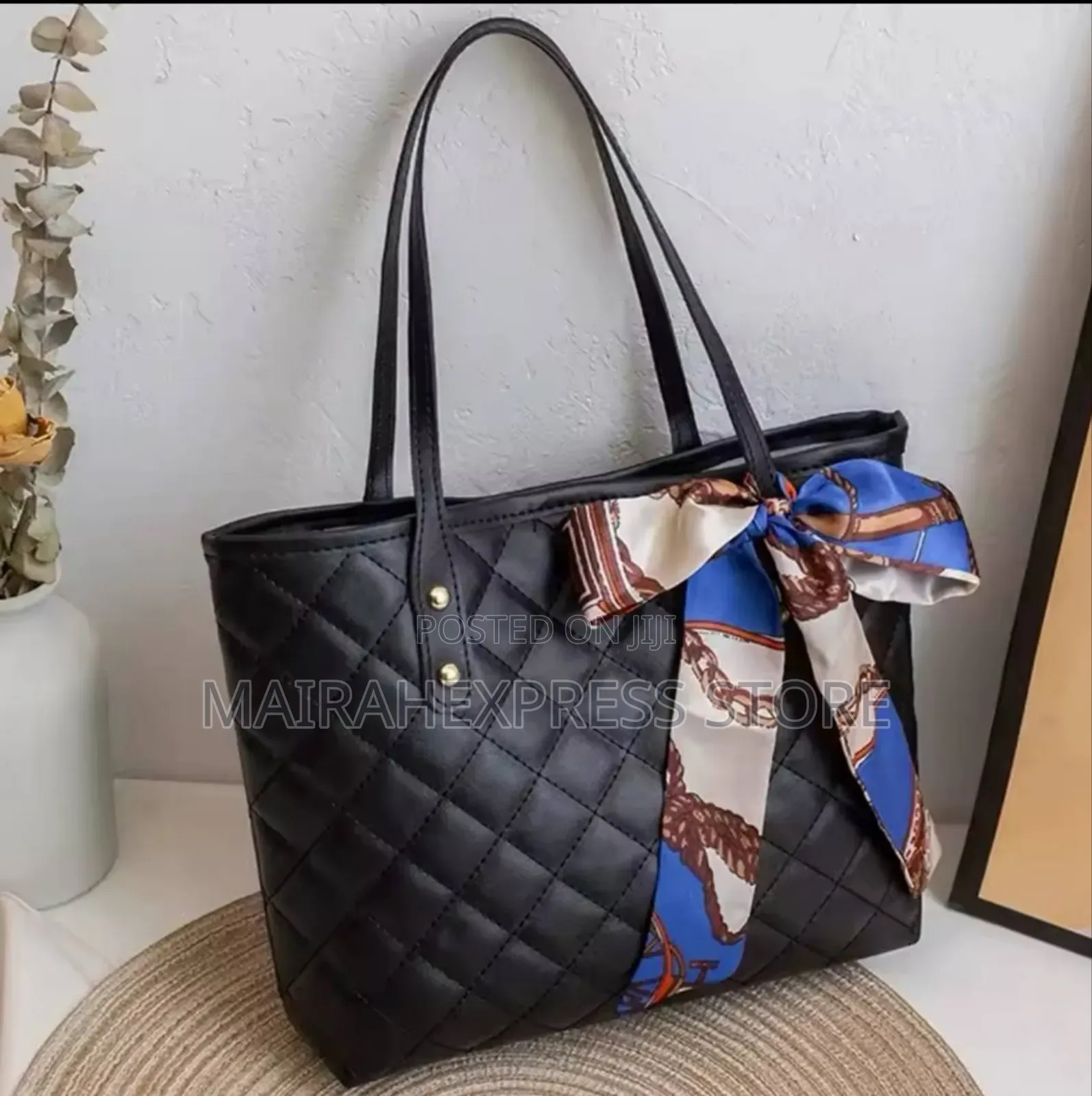 Rhomb Embroidery Handbag Pu Leather Solid Color Underarm Bag