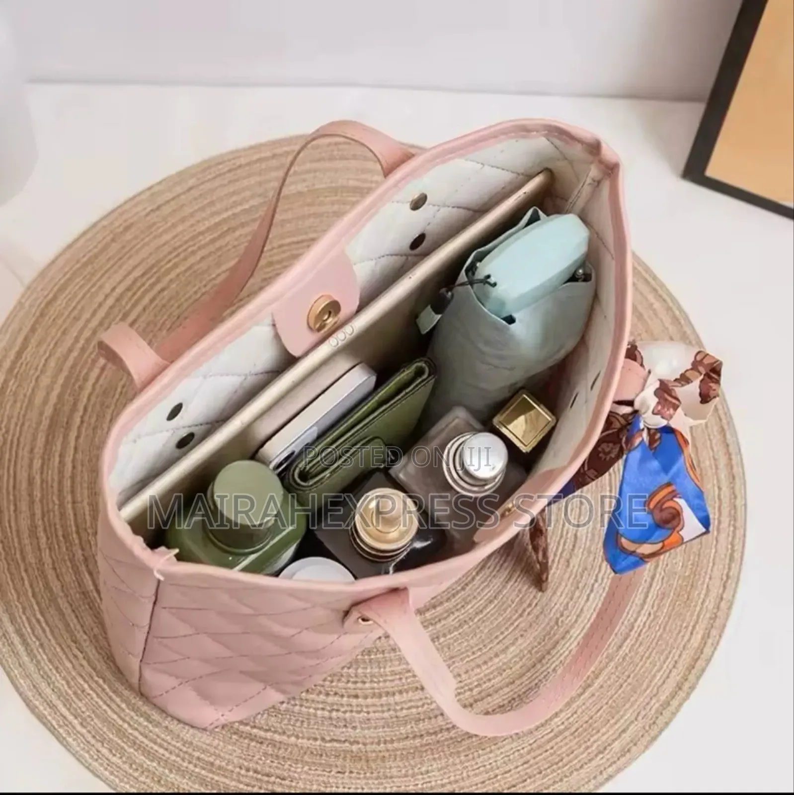 Rhomb Embroidery Handbag Pu Leather Solid Color Underarm Bag
