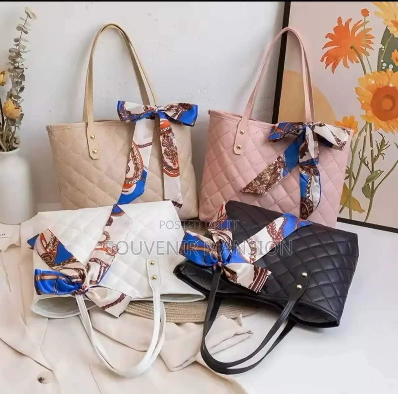 Rhombic Embroidery Handbag