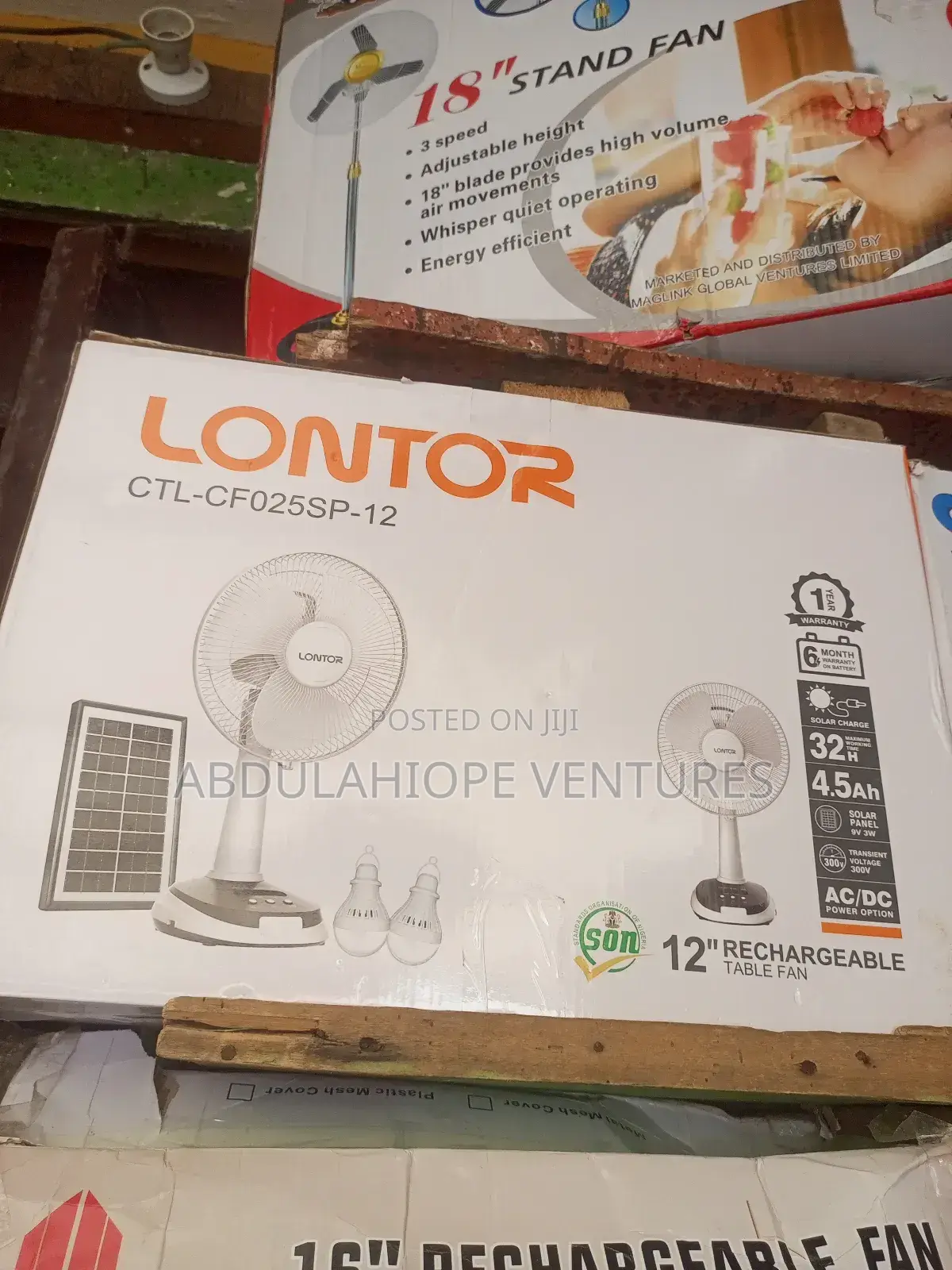 Lontor 12" Recharge Table Fan