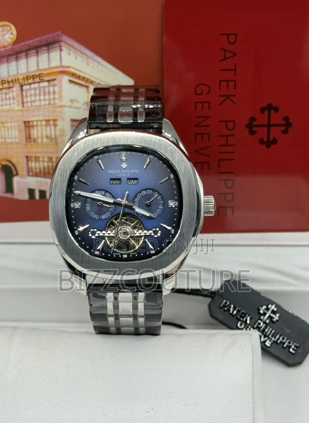 Original Patek Philippe Black Silver Stainless Steel Watch
