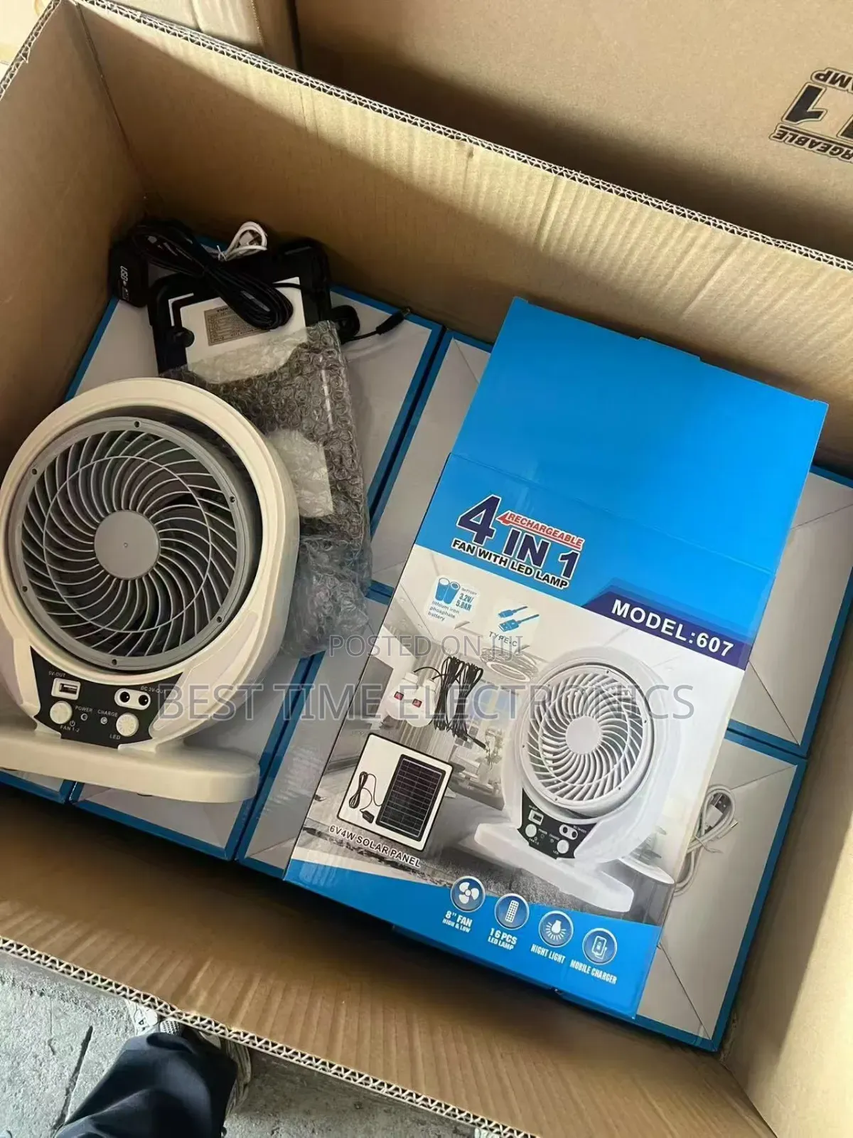 Mingsheng 4in1 8" Solar Rechargeable Table Fan
