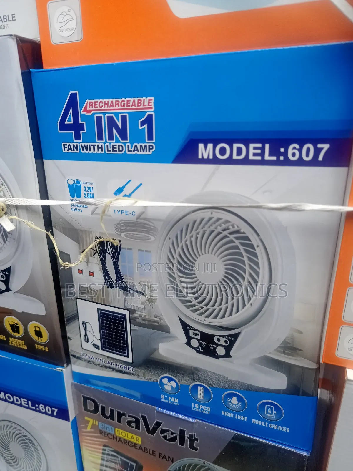 Mingsheng 4in1 8" Solar Rechargeable Table Fan