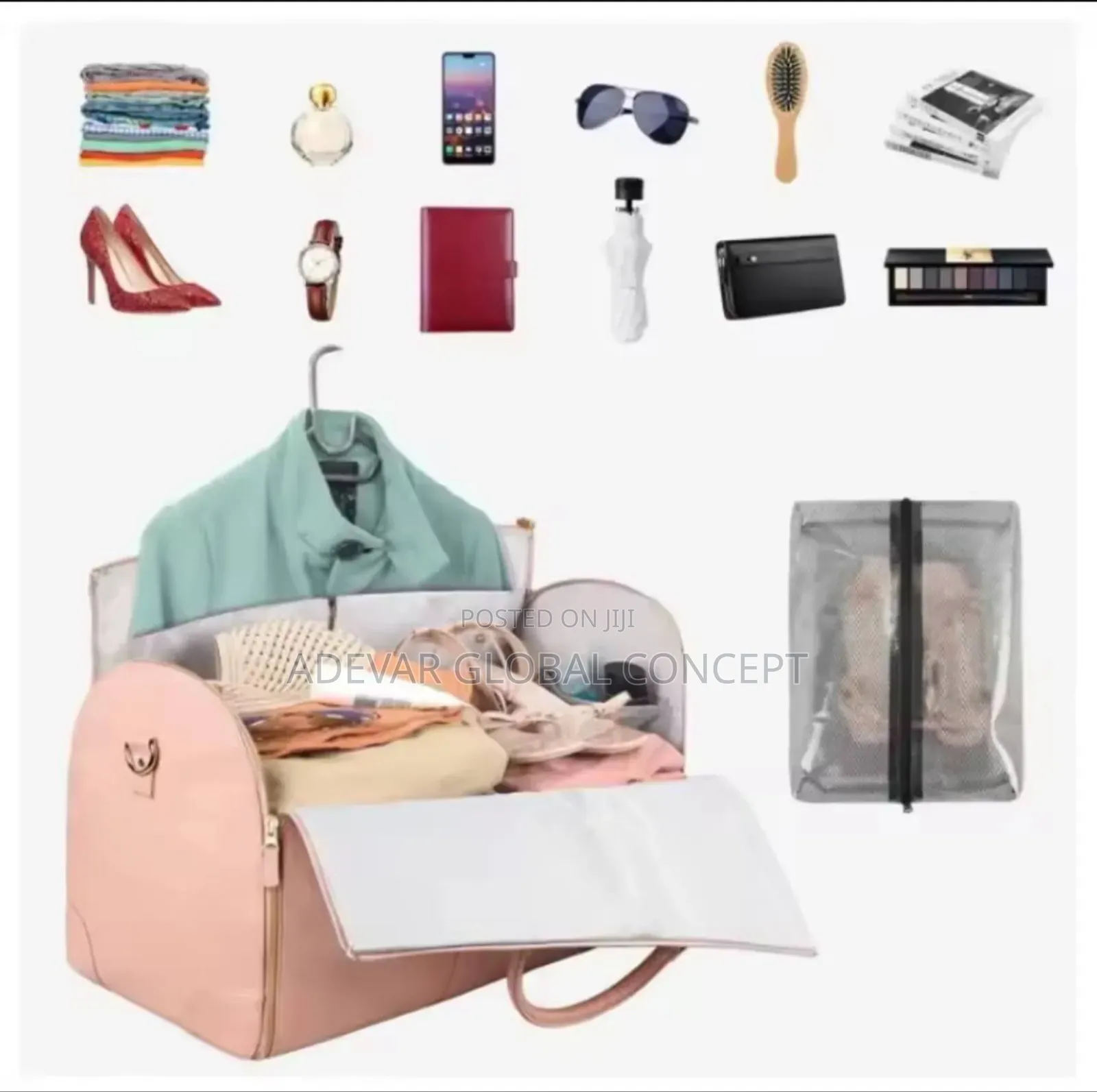 Foldable Large Pu Leather Duffel Bag Women's Business Travel