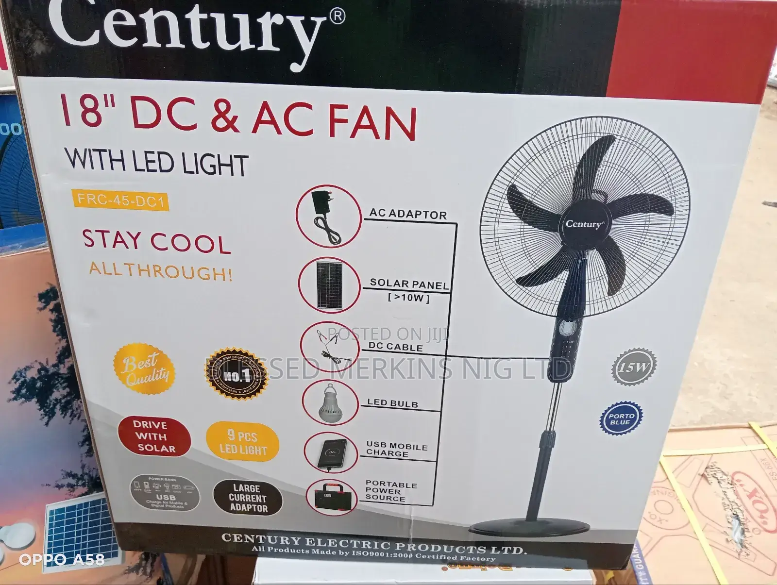 Century Standing Fan Dc Ac Fan 18" Compatible With Solar