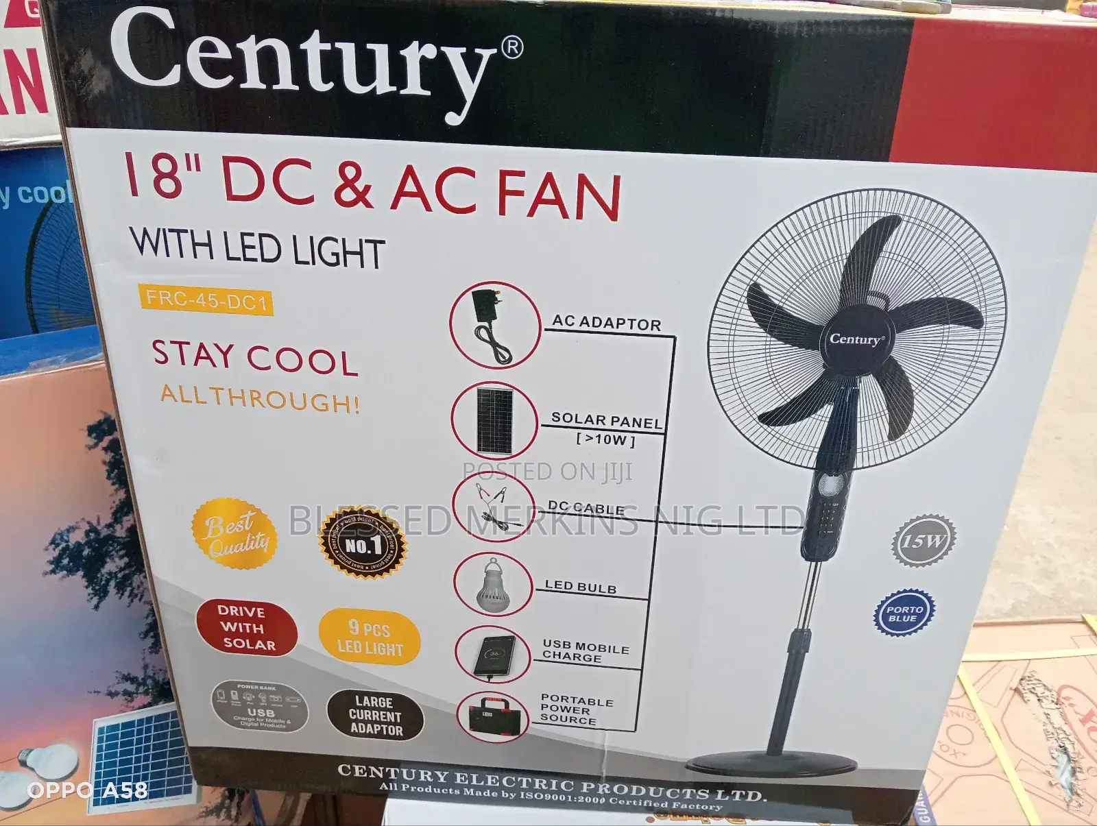 Century Standing Fan Dc Ac Fan 18" Compatible With Solar