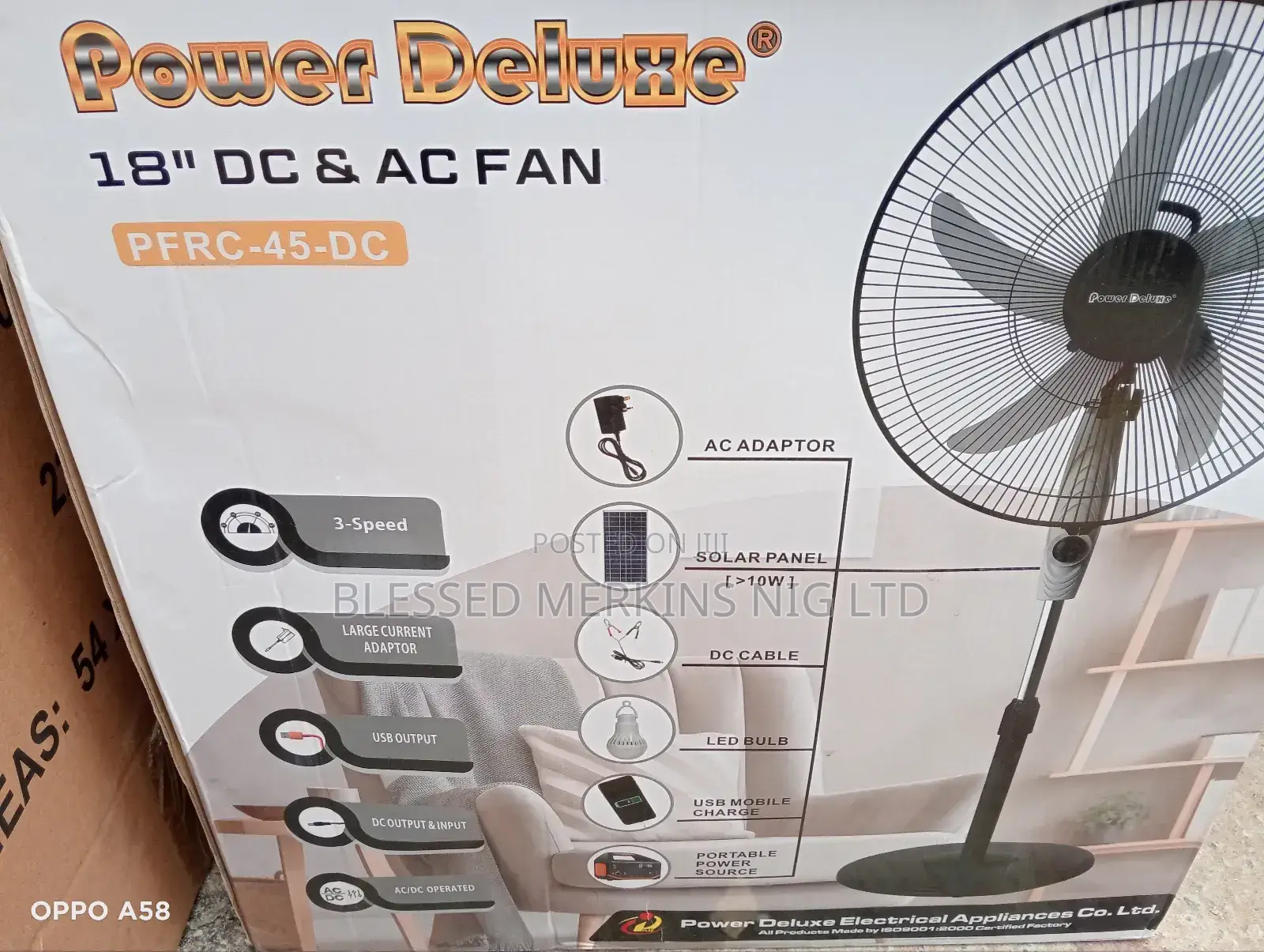 Power Deluxe Standing18" Fan Dc Ac 35watts