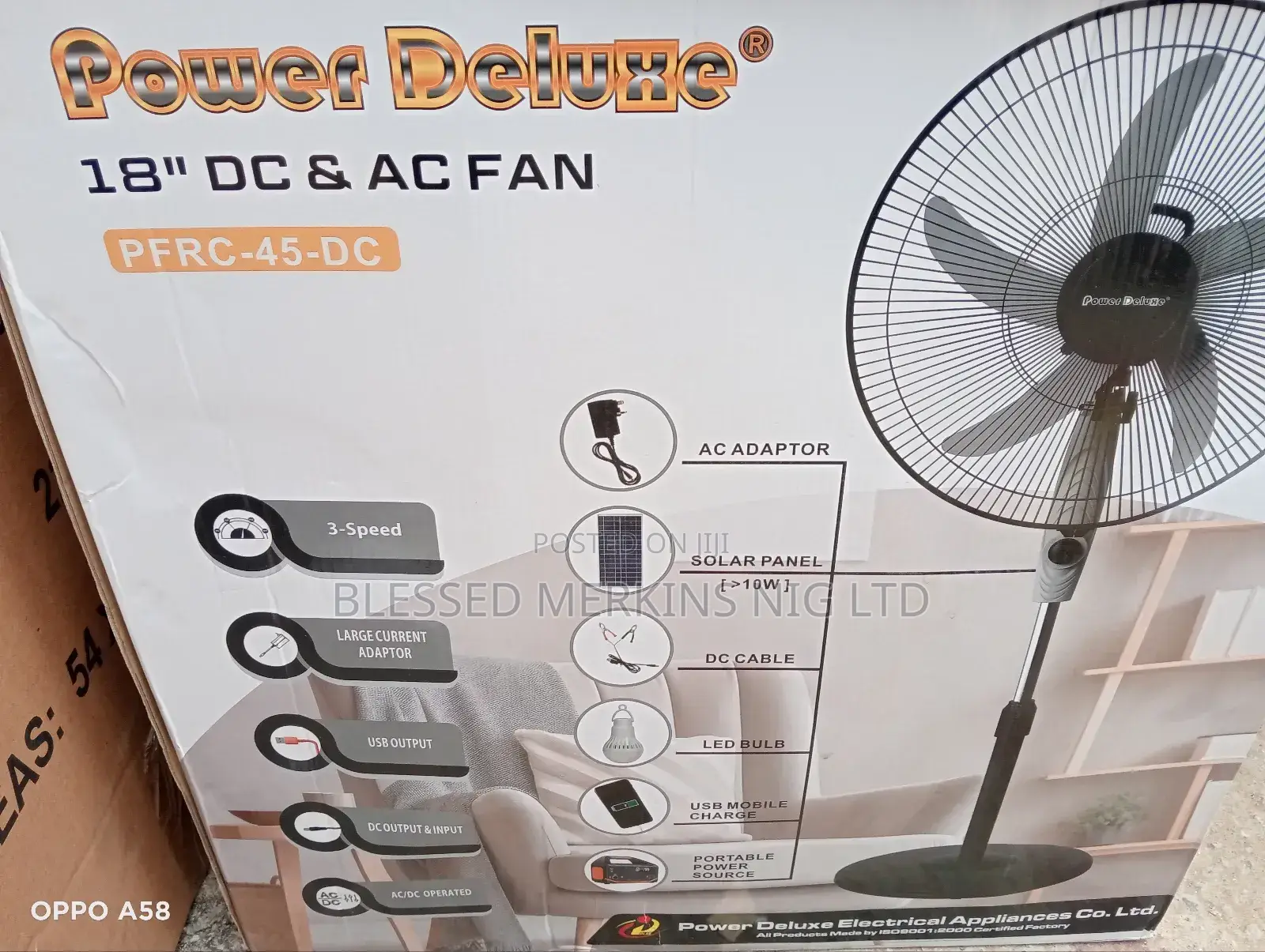 Power Deluxe Standing18" Fan Dc Ac 35watts