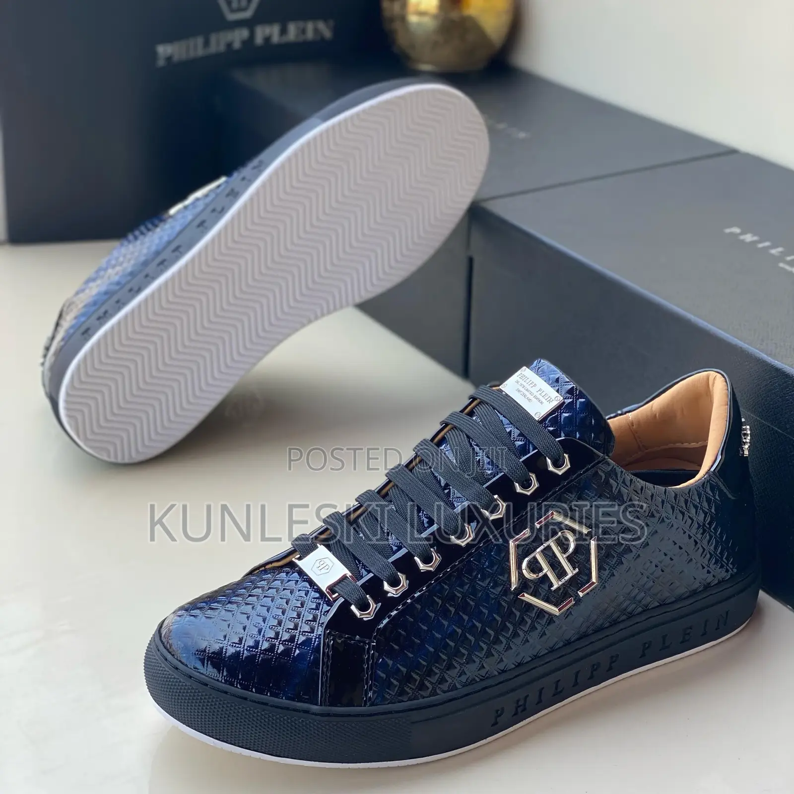 Original Philipp Plein Black Leather Sneakers in 2 Colors