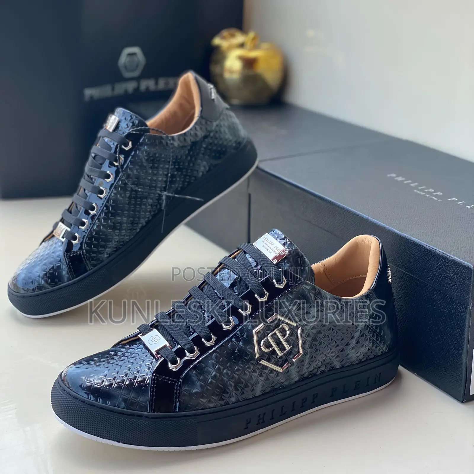 Original Philipp Plein Black Leather Sneakers in 2 Colors