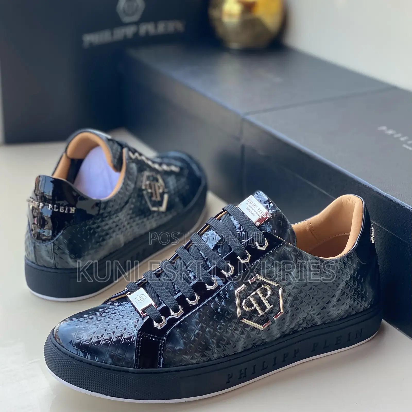 Original Philipp Plein Black Leather Sneakers in 2 Colors