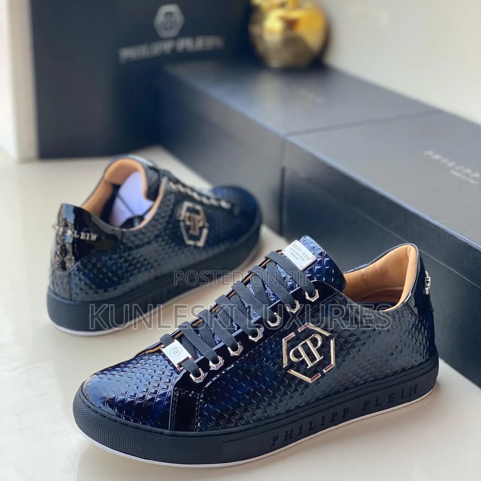Original Philipp Plein Black Leather Sneakers in 2 Colors
