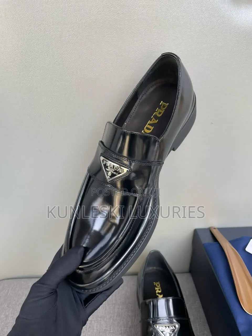 Original Prada Black Loafers Shoes for Men