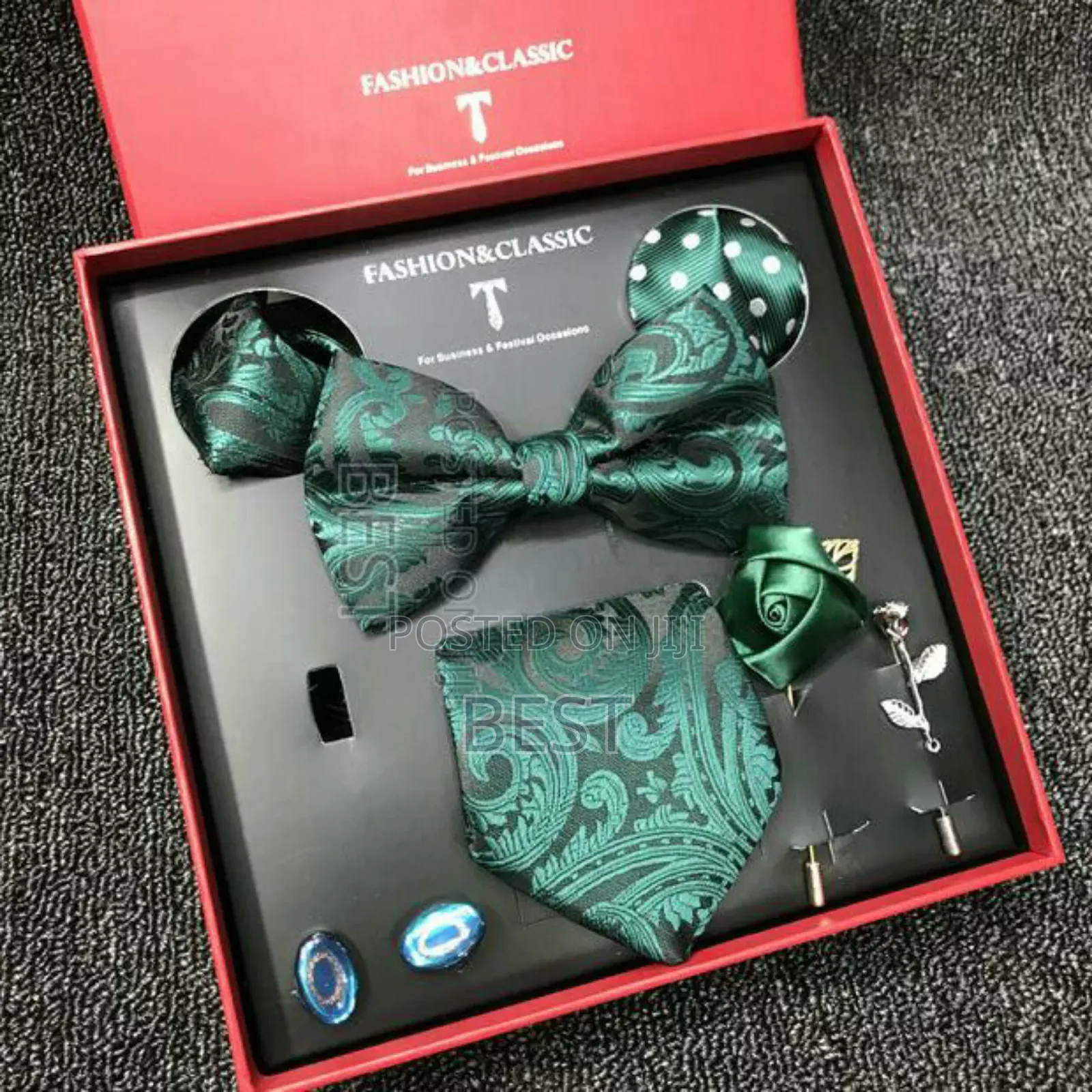 Luxury Set of Long Bow Ties With Accessories