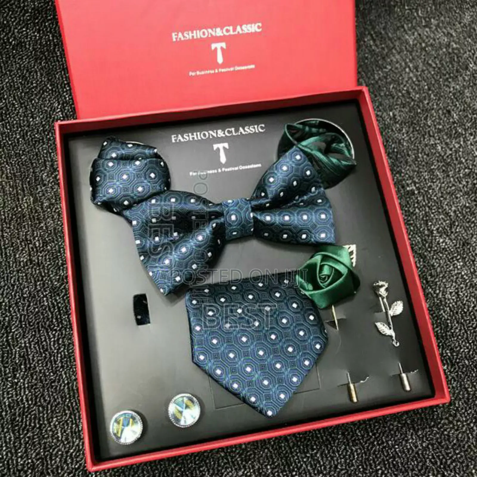 Luxury Set of Long Bow Ties With Accessories