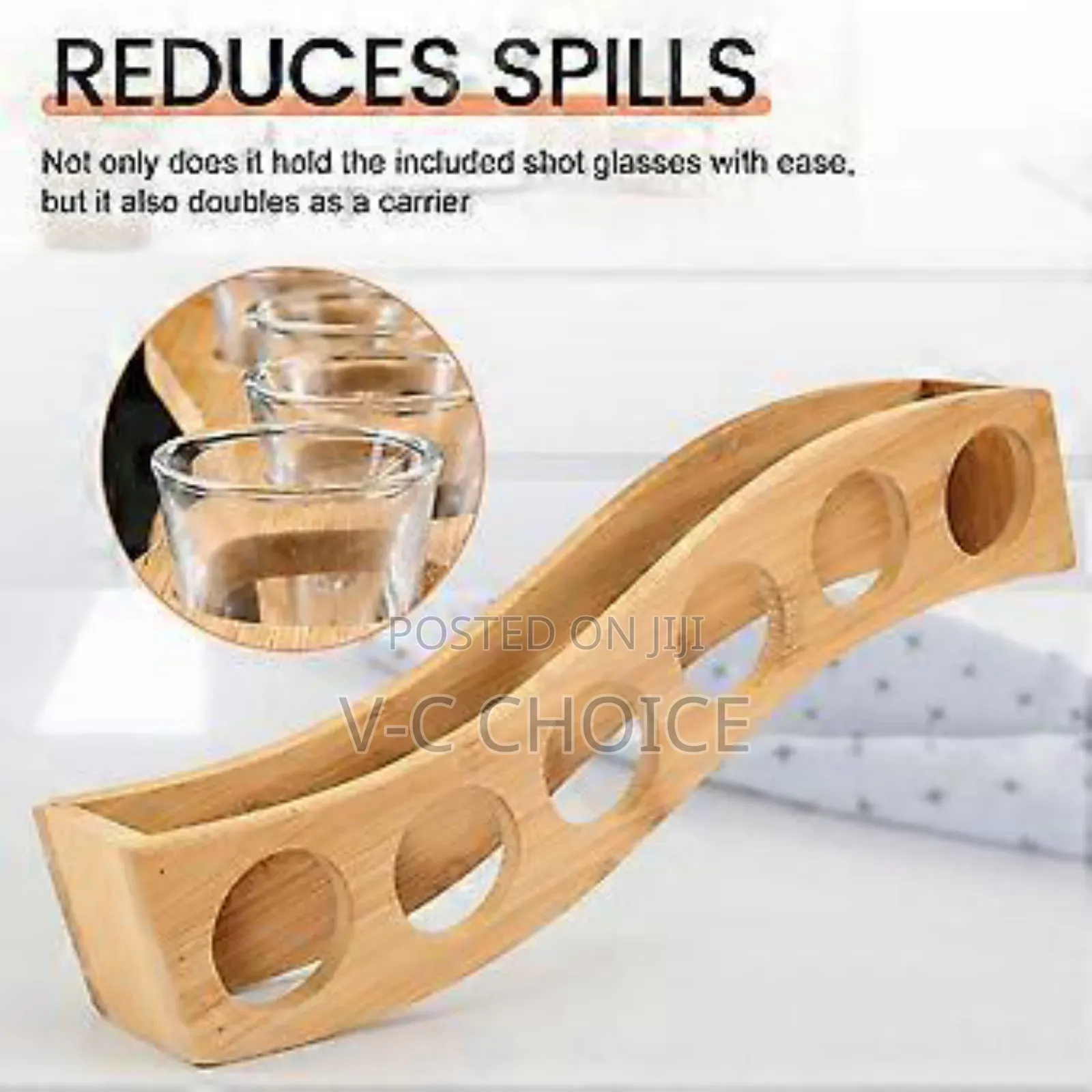 6 Tequila Shot Glasses & Bamboo Holder
