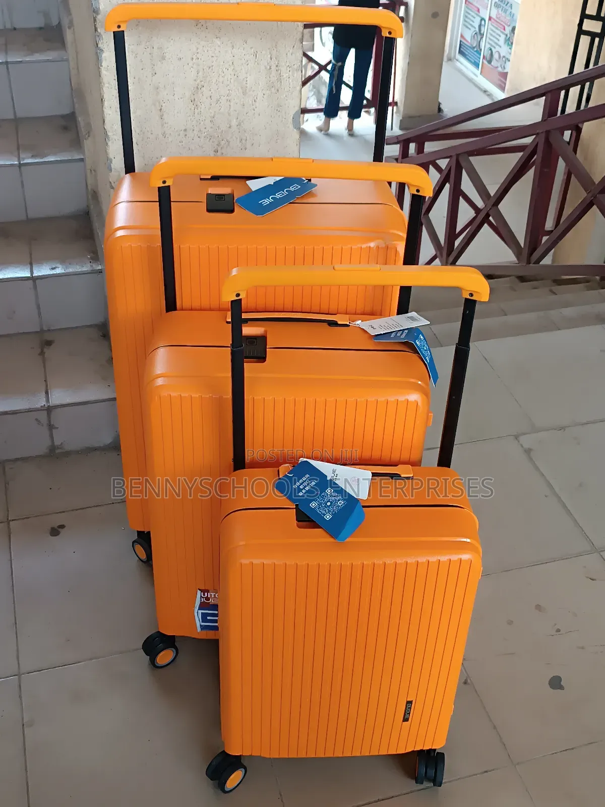 Set Of Complete Pp Orange Luggage Boxes With Wide Poles