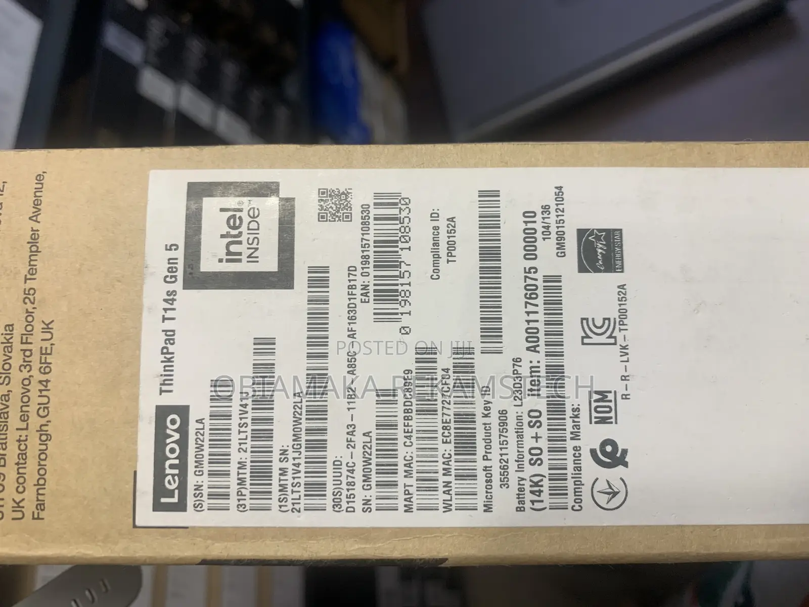 New Laptop Lenovo ThinkPad T14s G4 16GB Intel Core Ultra 5 SSD 512GB