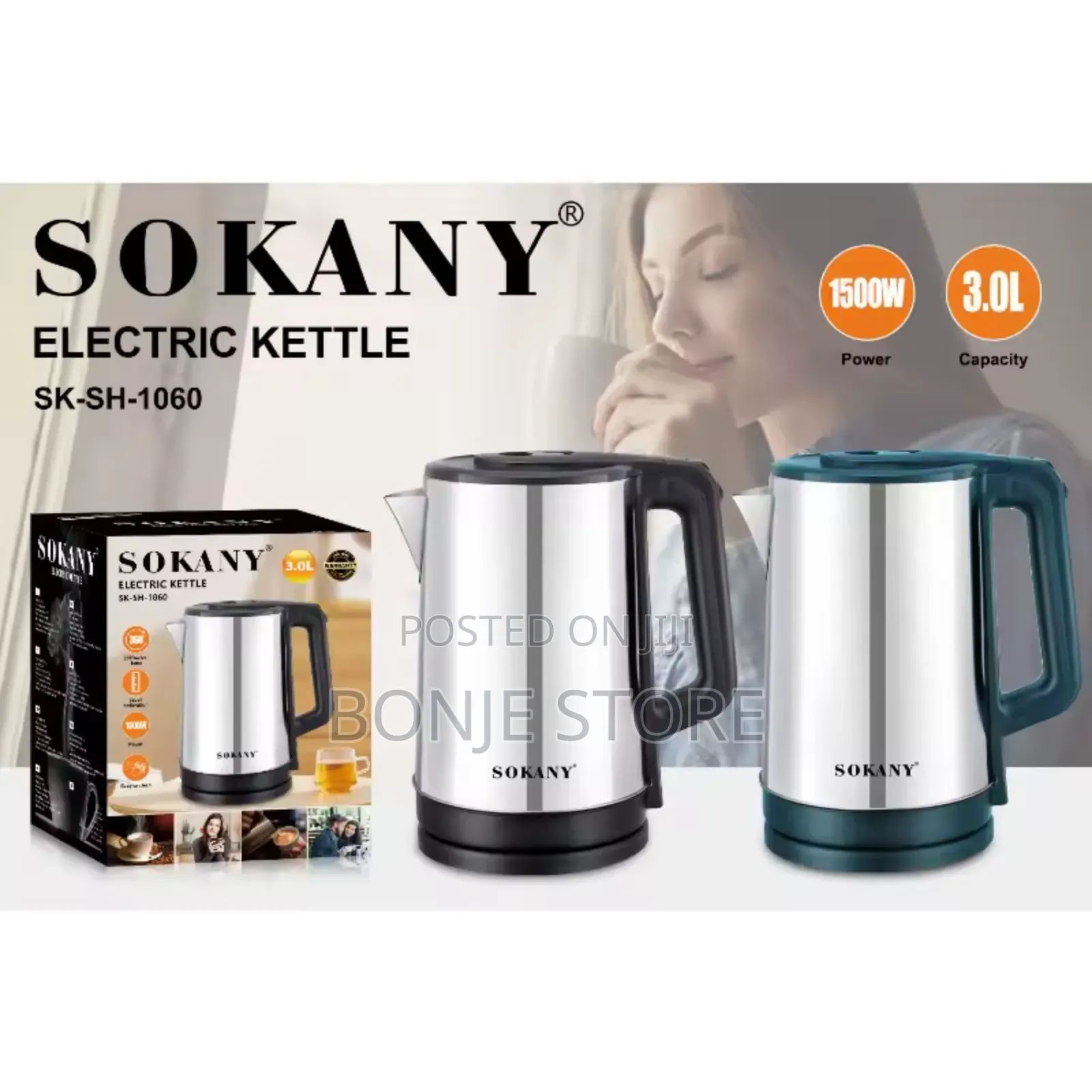 Sokany 3l Electric Kettle - Automatic Power Off Stainless