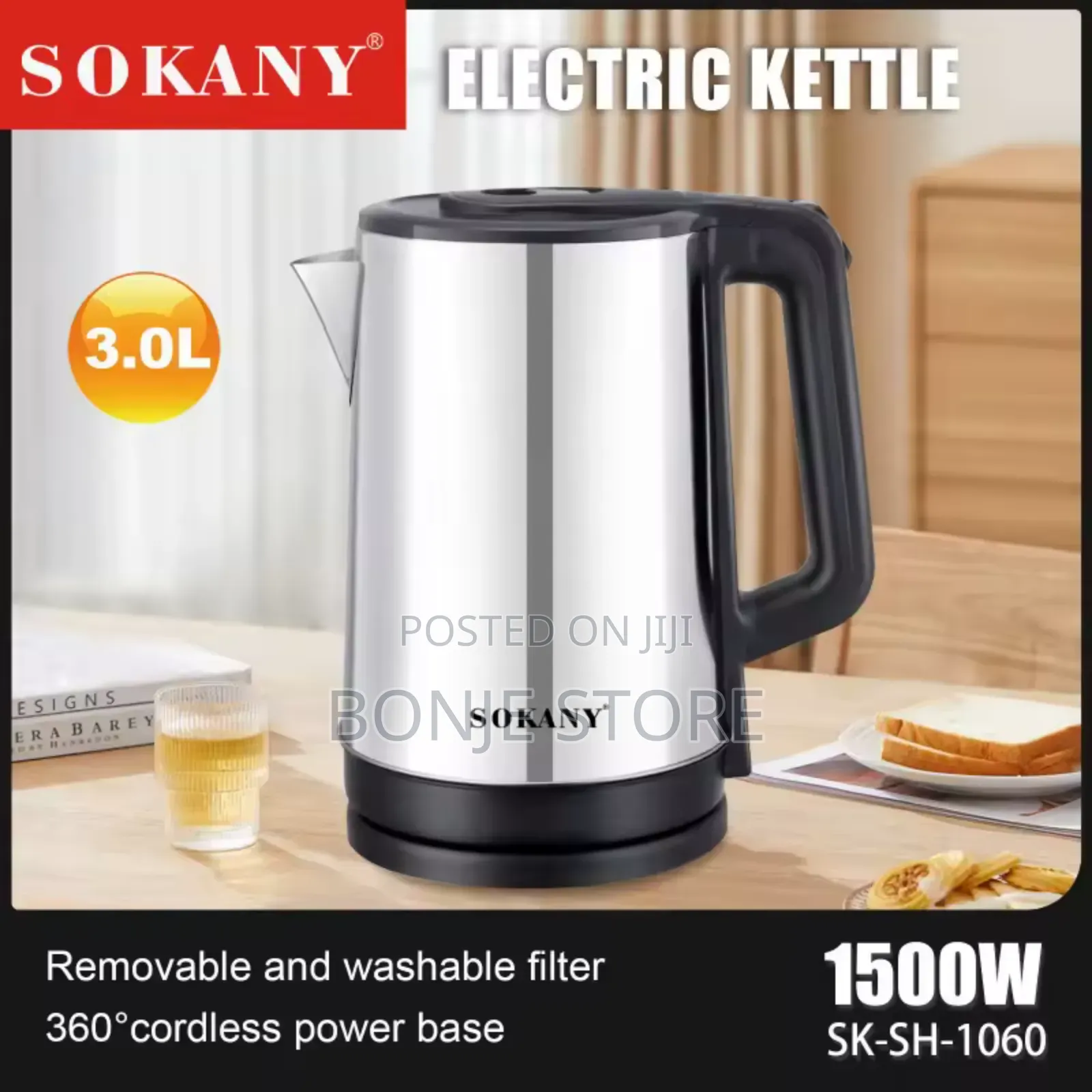 Sokany 3l Electric Kettle - Automatic Power Off Stainless