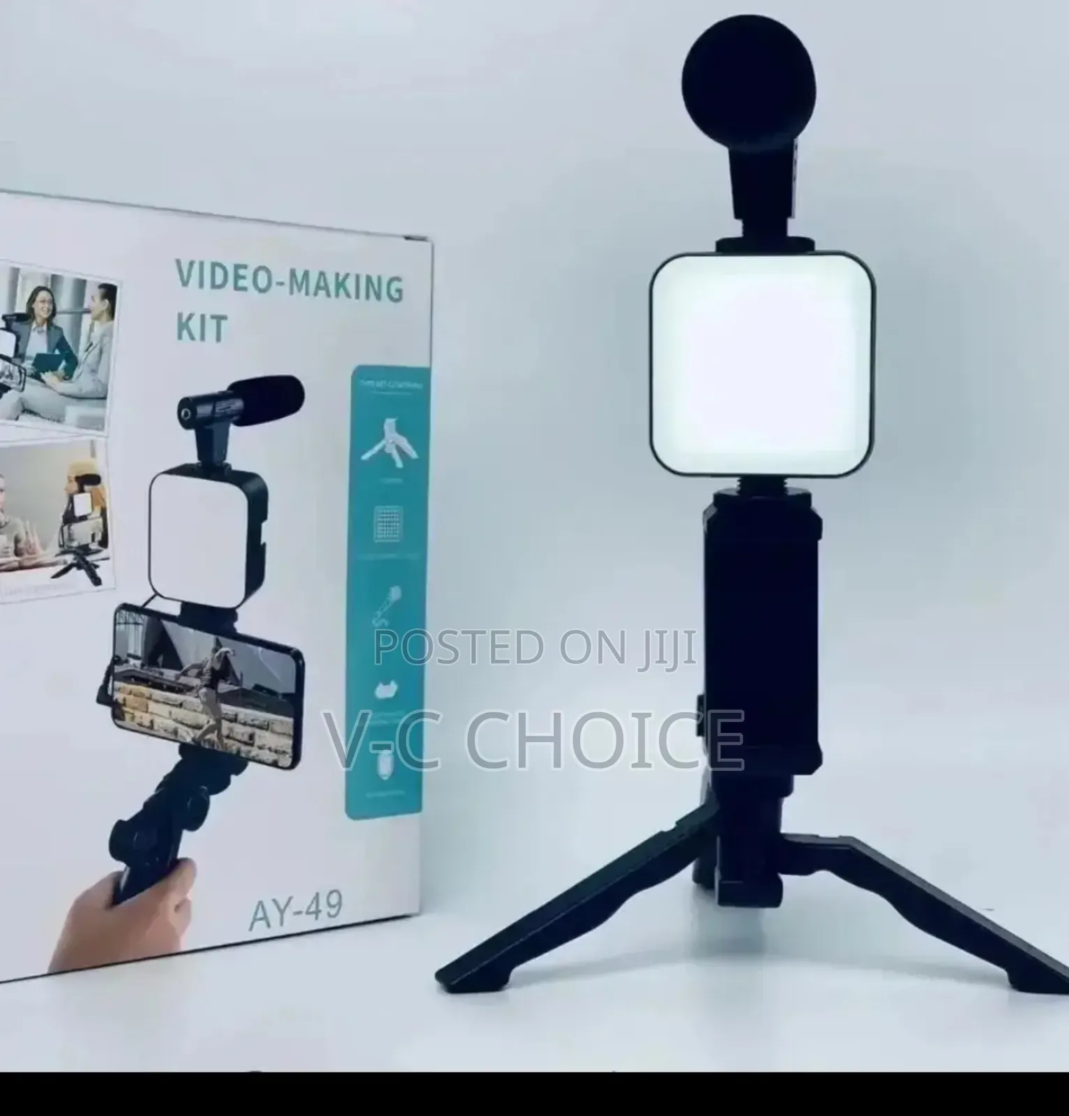 Vlogging Kit With Tripod Phone Holder Mini Microphone Led