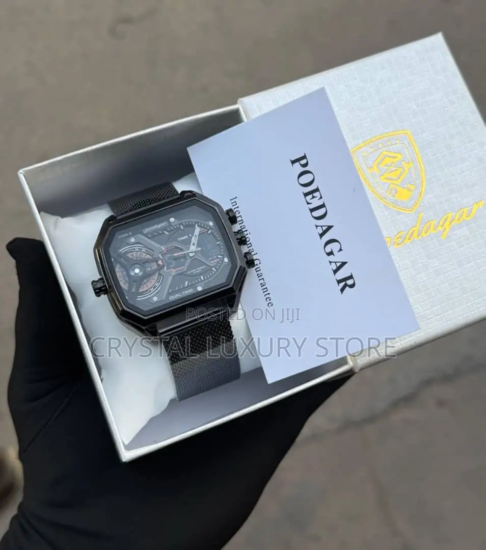Poedagar Quality Luxury Men Chain Strap Wristwatch