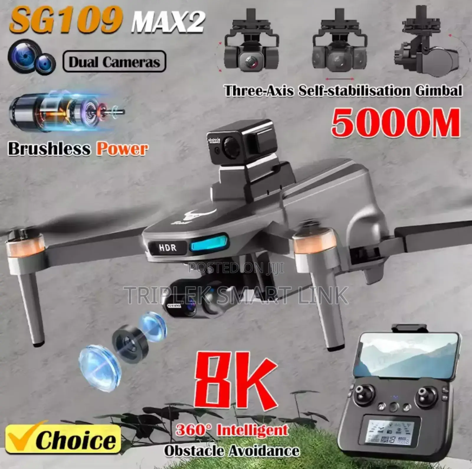 Professional 5g GPS Sg109 Max2 Drone Obstacle Avoidance +Extra Battery