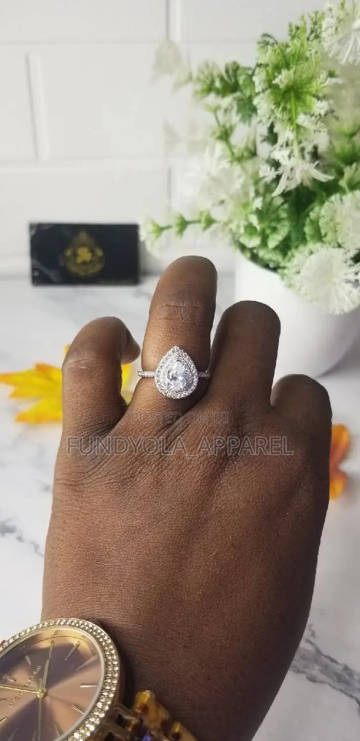 Double Rim Pear Shape 925 Sterling Silver Engagement Ring