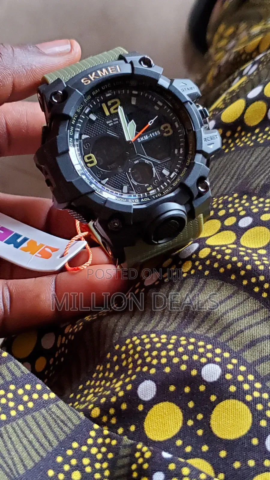 Green Rubber Strap Dual Timer Men's Sport Wrist Watch