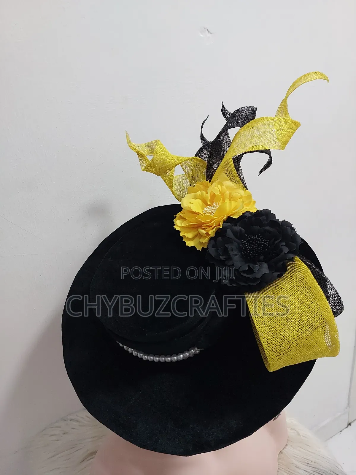 Black and Yellow Boater Hat