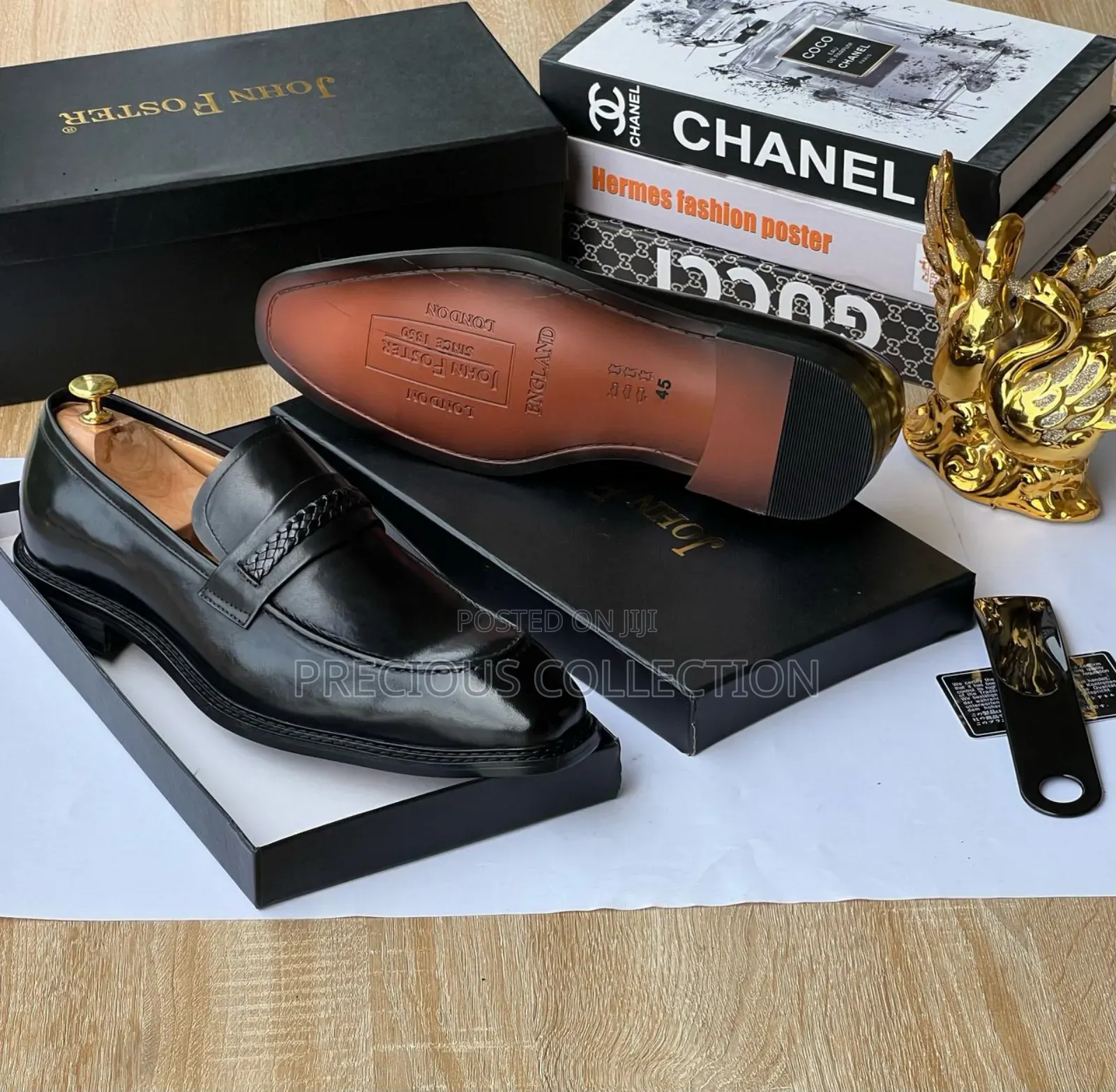 John Foster Pointed Coperate Leather Shoes for Men