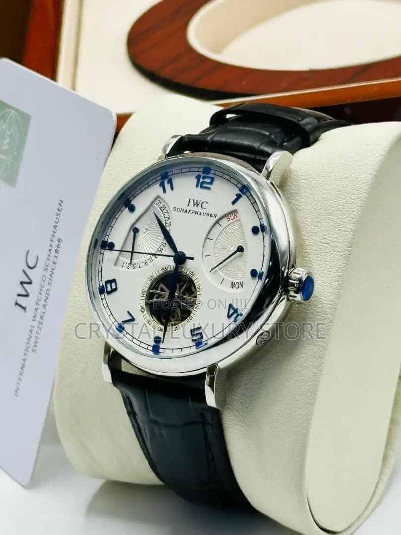 Iwc Schaffhausen Quality Luxury Genuine Leather Wristwatch