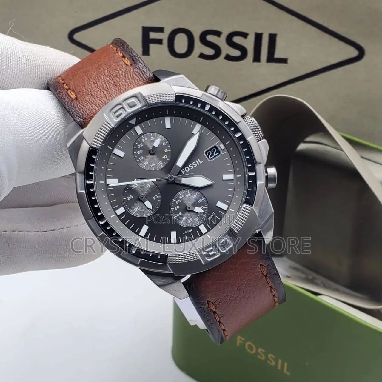 Fossil Quality Luxury Men Genuine Leather Wristwatch