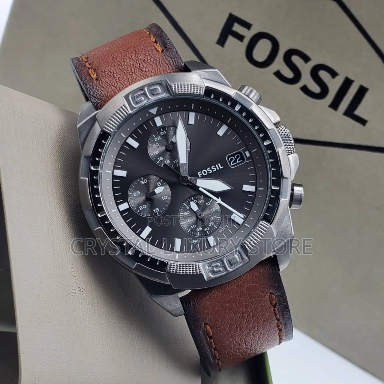 Fossil Quality Luxury Men Genuine Leather Wristwatch