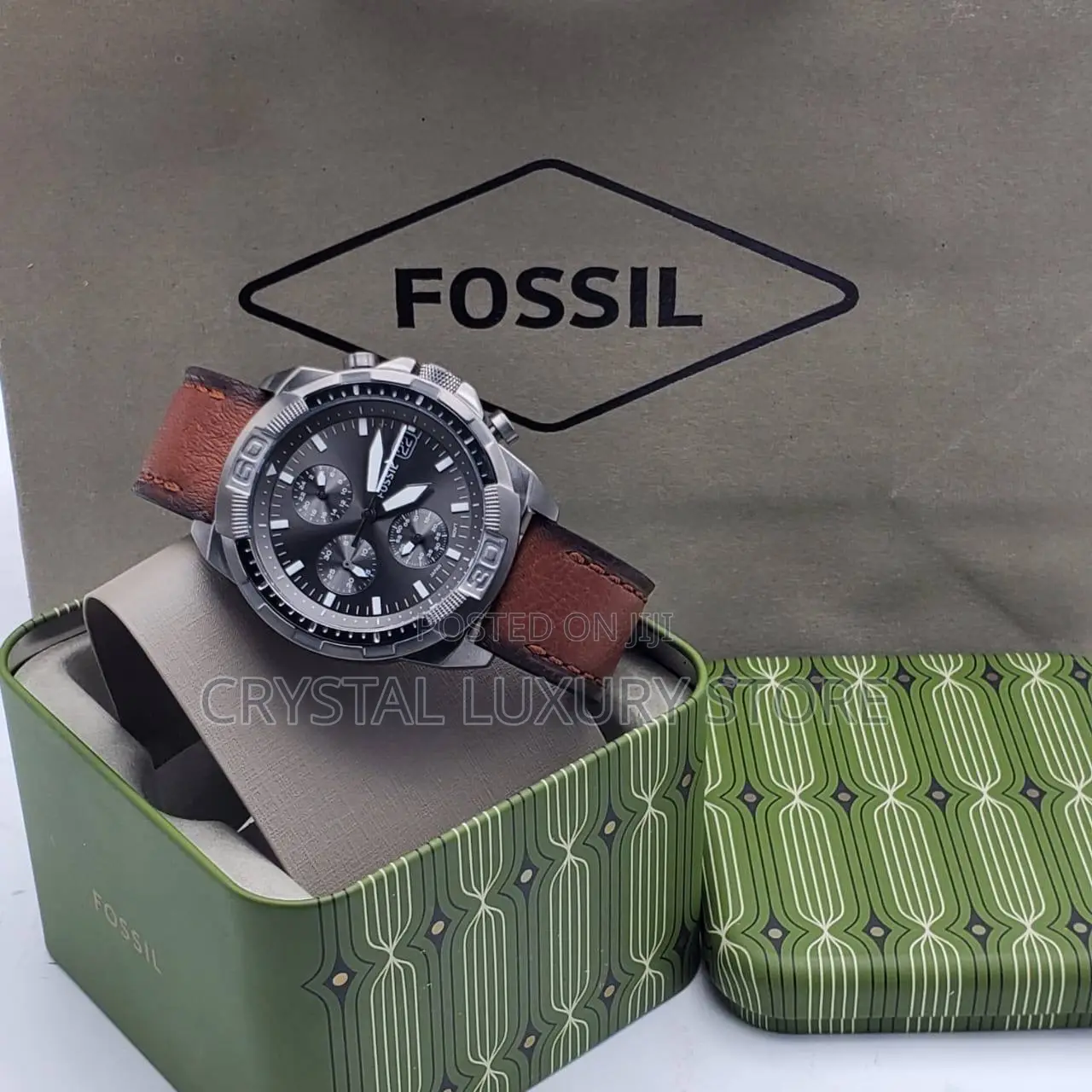 Fossil Quality Luxury Men Genuine Leather Wristwatch
