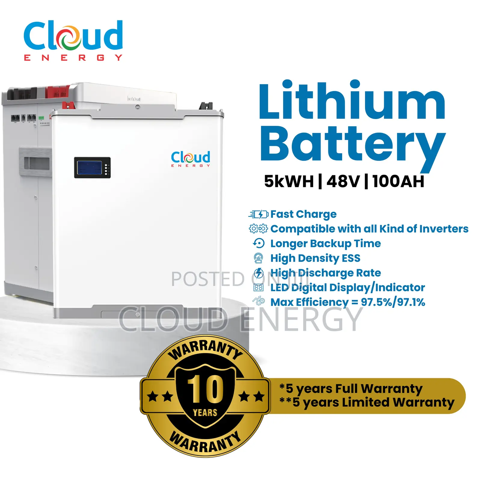 5kwh Lithium Battery | 100ah/48v | 5 Kilowatt-Hourt Hour